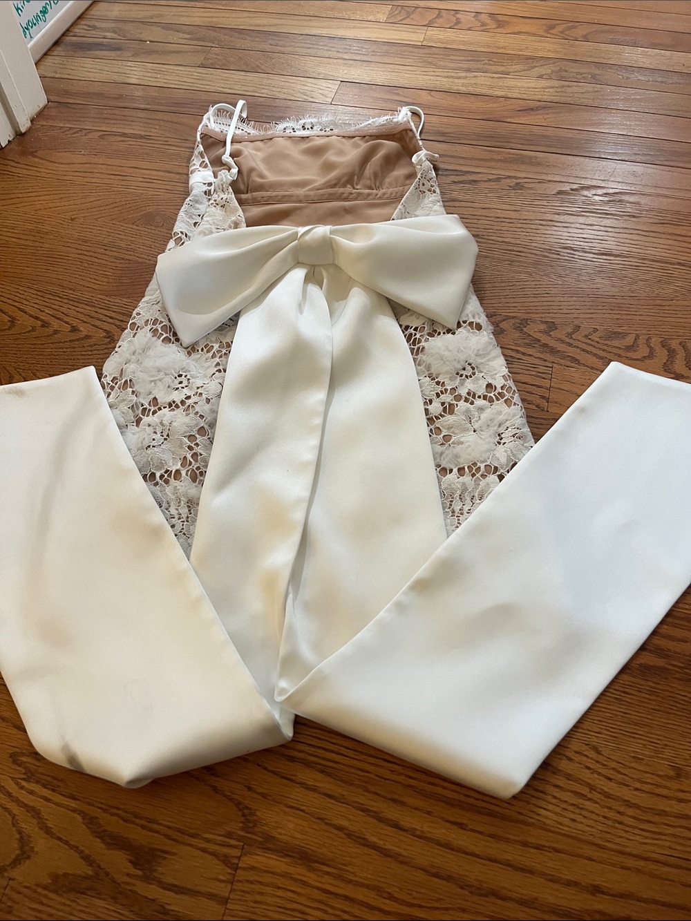 Self-Portrait Open-Back Satin-Trimmed Lace Mini Dress